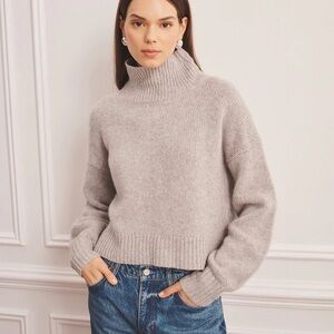 NAADAM Women's Light Beige Turtleneck Sweater